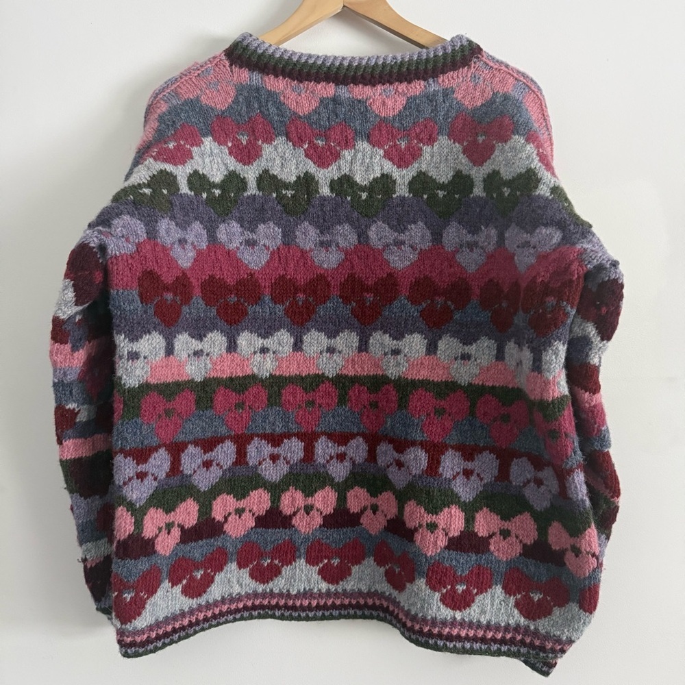 Colorful Hand-knit One-of-a-Kind Heart Pattern Sweater - Picture 2 of 4